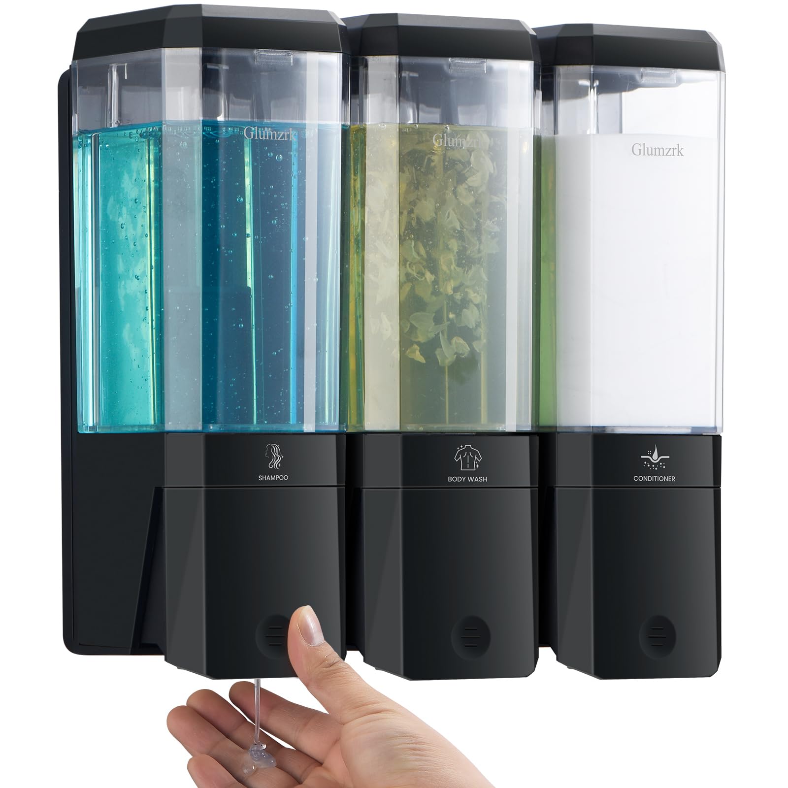 NH CI / P-SHAMPOO、CONDITIONER DISPENSER Amazon.com: Shampoo and Conditioner Dispenser 3 Chamber No Drill